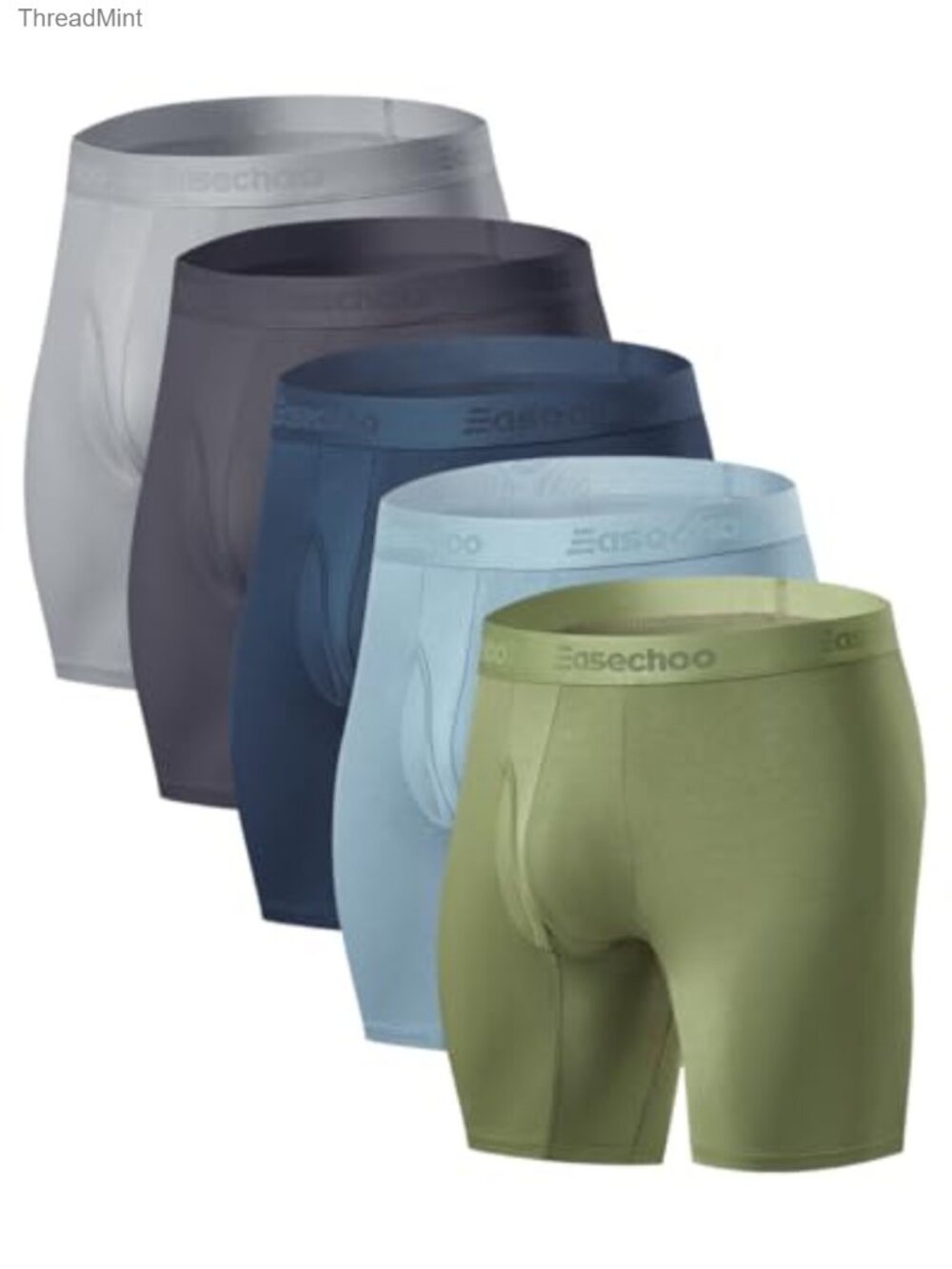 Men's Bamboo Rayon Boxer Briefs Ultra Soft Breathable Long Leg 5 Pack
